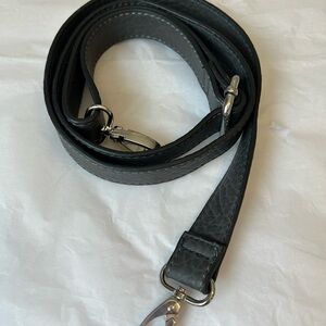 Classic Grey Leather Adjustable Bag Strap with Silver Tone Hardware